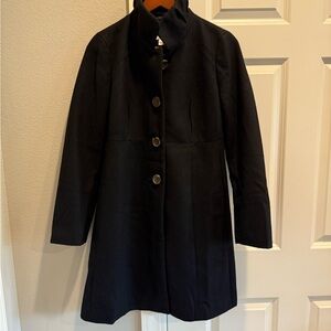 Jcrew Wool Ruffle Collar Walking Women's Coat, Elegant Black